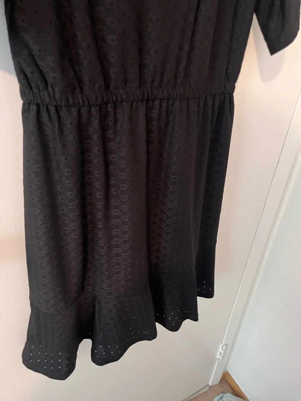 NWT Michael Kors Womens Black Lace-up Elastic Waist Lined Mini Dress Medium